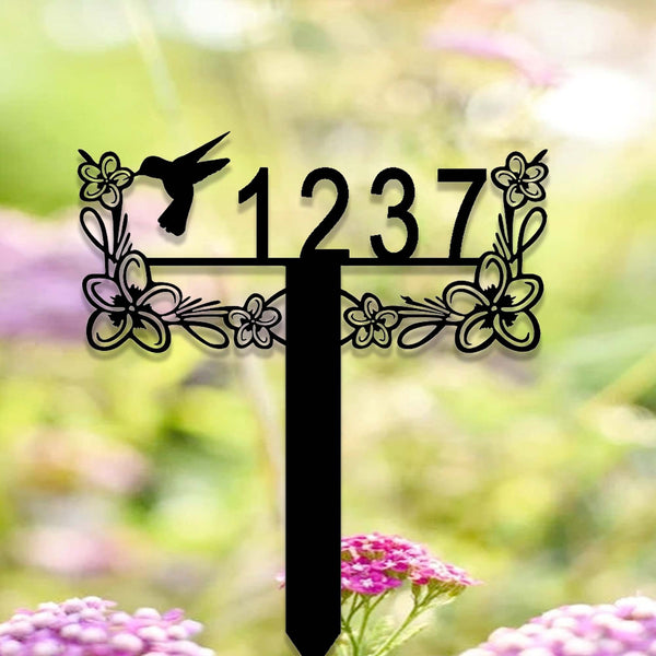 Custom Hummingbird Address Metal Yard Sign,Address Garden Stake,Personalized Lawn Address Sign,Address Sign Stake,House Number Sign for Yard