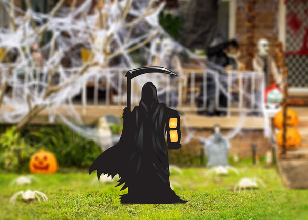 Metal Halloween Reaper Yard Sign, Halloween Lawn Sign, Metal Grim Reaper Sign, Halloween Decor Sign, Grim Reaper