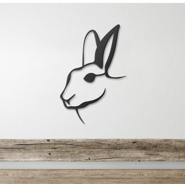 Rabbit Metal Sign, Rabbit Head Wall Decor, Farmhouse Rabbit Sign, Farm Animals Home Decor, Minimalist Rabbit Metal Art, Rabbit Lovers Gift