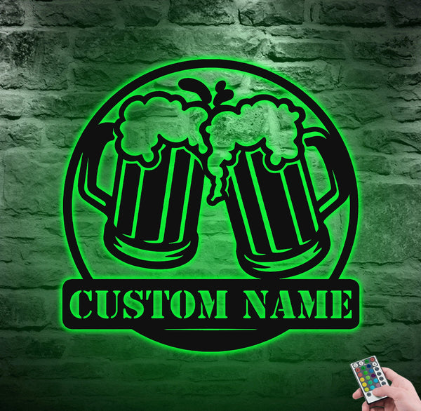 Personalized BEER Bar Metal Wall Art LED Light, Metal Beer Multi Colors Custom Bar Sign, Home Decor, Living Room Decor, Anniversary Gift.1