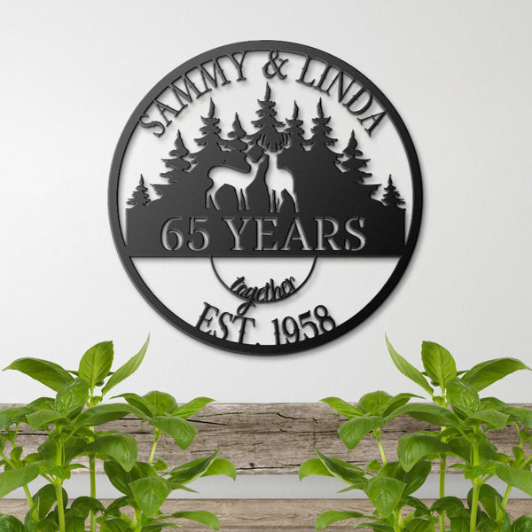 Personalized 65th Anniversary Metal Sign, Anniversary Gift For Parents, Wedding Anniversary, 65 Years Ornament, Wedding Metal Wall Art