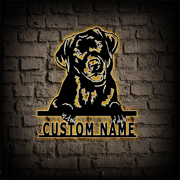 Custom Labrador Sign With Lights,Labrador Retriever Dog Metal Wall Art,Labrador Wall Decor,Personalized Dog Name Signs,Dog Lover Gifts