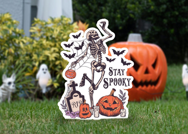 Metal Halloween Skeleton Yard Sign, Stay Spooky Lawn Sign, Skeleton Yard Sign, Halloween Lawn Sign, Halloween Decor Sign, Skeleton Lawn Sign