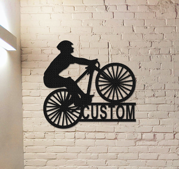 Personalized Cyclist Metal Sign,Custom Bicycle Wall Decor,Cyclist name Sign,Metal Garage Sign,Bicycle Gift,Cyclist Gift,Bicycle wall art