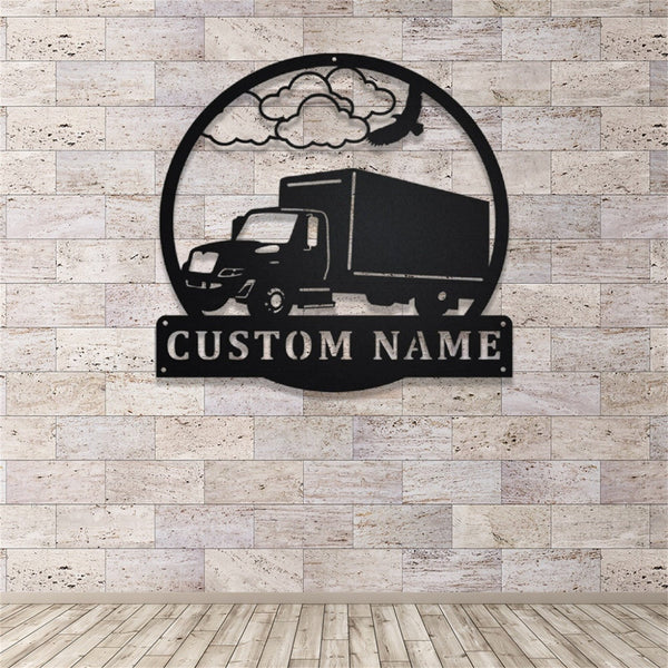 Personalized Box Truck Metal Sign,Transport Truck Metal Wall Art,Custom Trucker Name Sign,Truck Driver Gift,Trucking Wall Decor,Home Decor