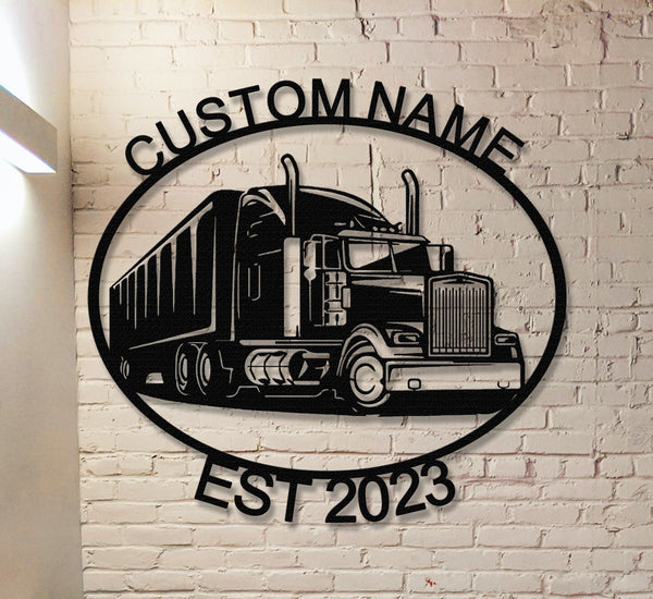 Custom Truck Sign Name,Truck Wall Art,Truck Decor,Garage Decor,Personalized Truck Metal Sign,Outdoor Decor,Men Cave Sign,Work Shop Decor