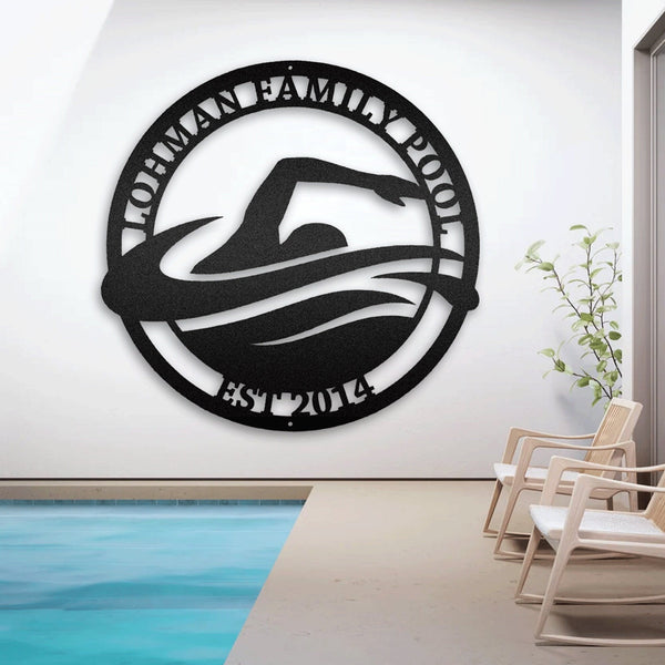 The Swimmer Customized Metal Wall Art With LED, Perfect Choice  Swimming Pool Decoration, Personalized Pool & Patio Metal Sign, Gift Family.1