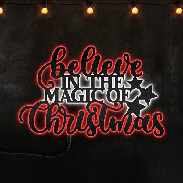 Metal Christmas Sign, Believe in the Magic of Christmas Decoration, Custom Neon Metal Sign, Neon Lights Metal Wall Art With Led Lights - MS | Metal LED Sign1