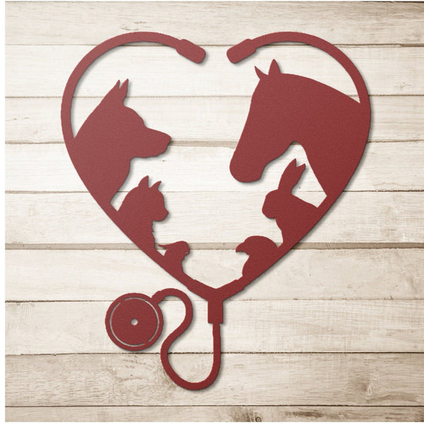 Red Veterinary Clinic Metal Sign, Veterinary Gift, Personalized Vet Gift, Veterinary Art, Gift For Veterinarian, Vet Room Decor