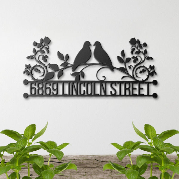 Personalized Metal Address Sign, Doves Address Sign, Metal House Numbers, Large Metal Sign, Metal Address Plaque, Custom Street Sign