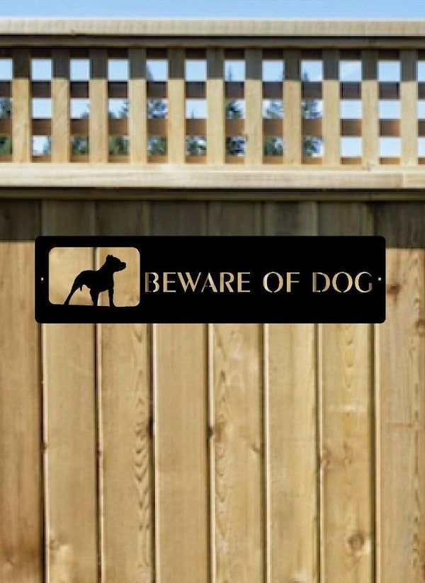 Metal Pit Bull Beware of Dog sign in powder coated finish