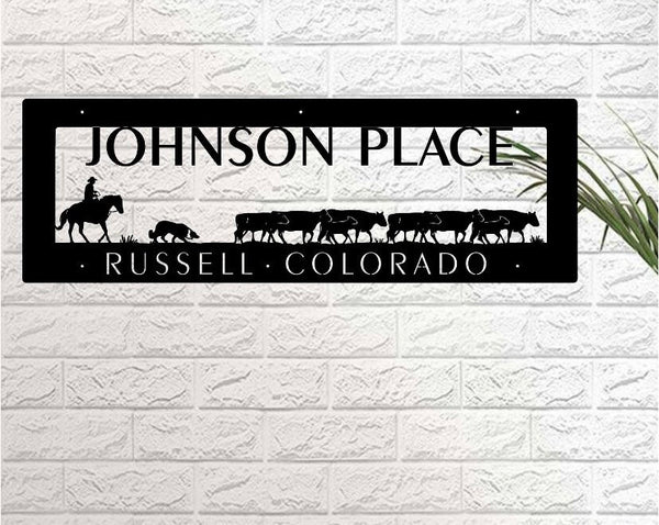 Custom metal Cattle Drive wall art or Metal Driveway topper