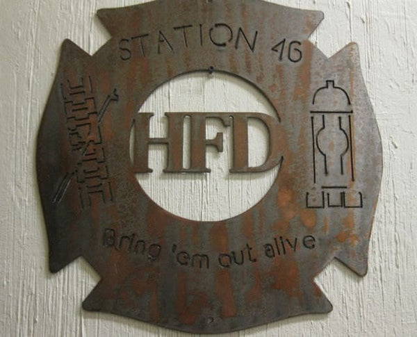 Metal firefighter plaque customized, firefighter award, firefighter sign