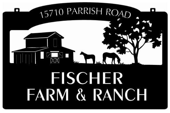 Metal HORSE Sign with Horses, BARN, Pasture customized with your name