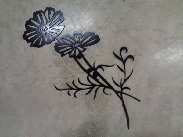 METAL flower , wall art  in black