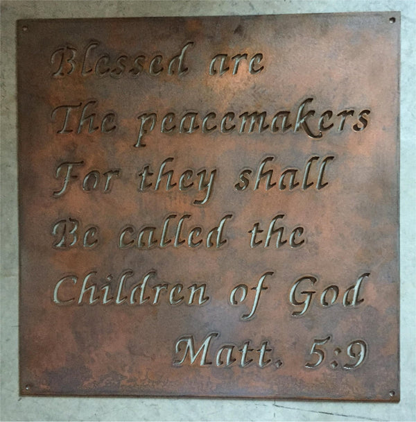 Metal plaque BLESSED ARE The PEACEMAKERS in copper finish