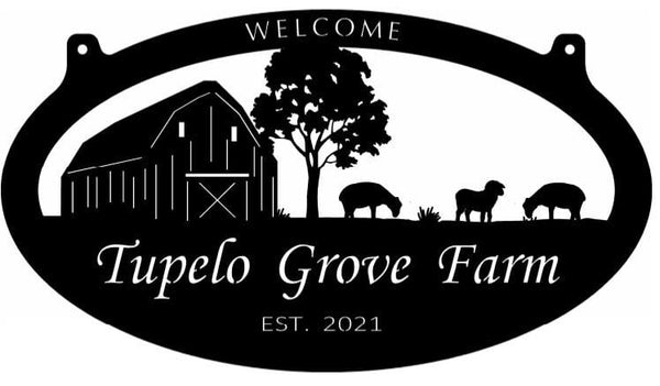 Metal SHEEP  Sign, barn sheep pasture sign customized with your name