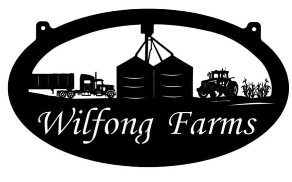 Metal sign customized with GRAIN BIN ,TRACTOR and Truck