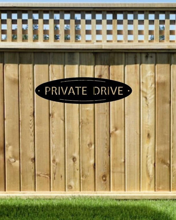 METAL oval PRIVATE DRIVE sign , oval private property sign