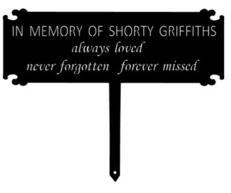 Metal memorial stake sign