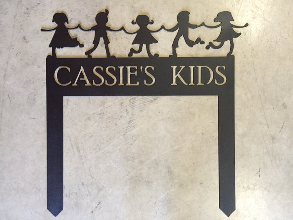 Metal DAYCARE sign on stakes with black powder coat finsh