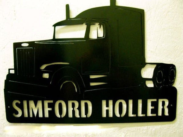 Metal TRUCK sign with Peterbuilt truck and your name