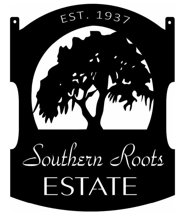 Metal OAK TREE sign ,oak tree draped in spanish moss