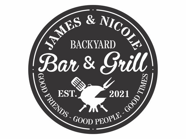 Personalized Bar and Grill Metal Wall Art, Outdoor Metal Sign Bar Wall Art, Grill Sign Metal Wall Decor, Housewarming Gift