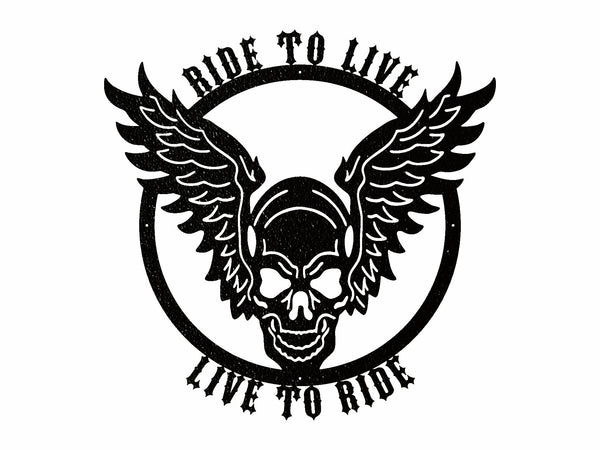 Live to Ride, Ride to Live, Skull Metal Wall Art, Biker Skull Wall Decor, Bike Lover Wall Art, Boy Room Decor, Garage Decor