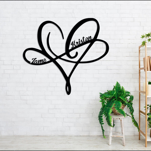 Personalized Couple Name Sign Metal Wall Art With Led Lights, Custom Infinity Love Sign, Gift For Couple, Lover, Valentine Gift