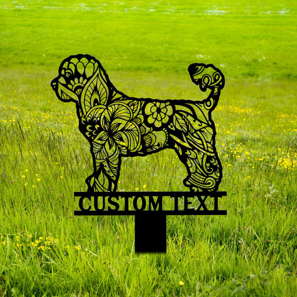 Portuguese Water Dog Mandala Garden Stake Metal, Portuguese Water Dog Zentangle Metal Yard Art, Dog Garden Sign Outdoor Decor, Dog Stake