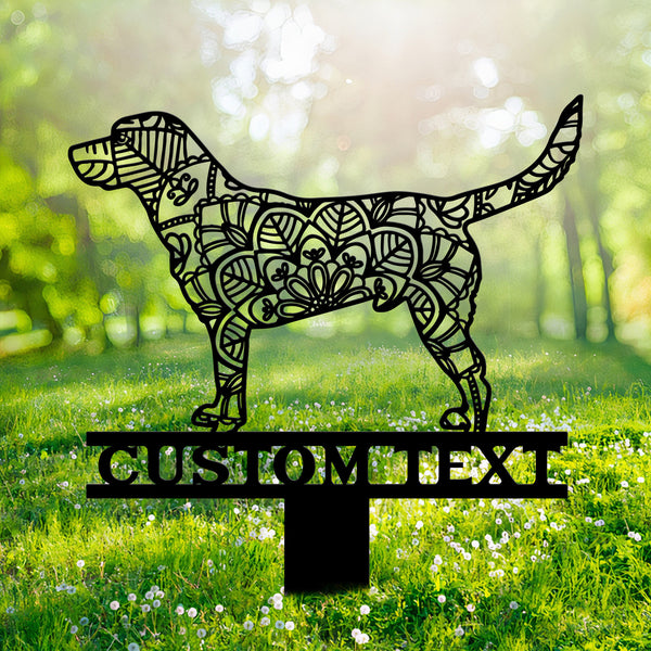 Labrador Retriever Mandala Garden Stake Metal, Labrador Retriever Zentangle Metal Yard Art, Dog Garden Sign Outdoor Decor Labrador Sign