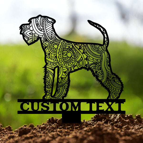 Miniature Schnauzer Mandala Garden Stake Metal, Miniature Schnauzer Zentangle Metal Yard Art, Dog Garden Sign Outdoor Decor Schnauzer Sign