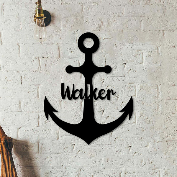 Personalized Anchor Metal Sign, Front Porch Last Name Sign, Anchor Name Sign, Custom metal anchor sign, Family Name Sign