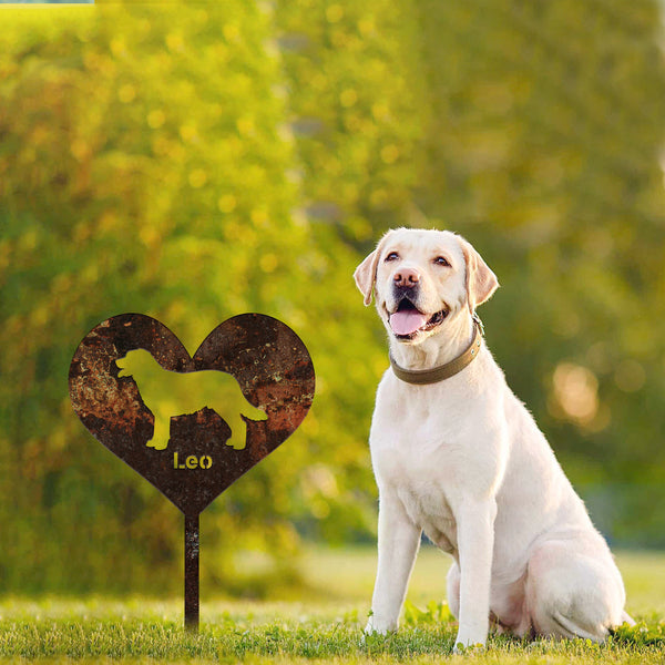 Labrador Retriever Garden Sign Rusty, Labrador Retriever Garden Stake, Rusted Metal Yard Art, Vintage Outdoor Decor, Dog Metal Garden Stake