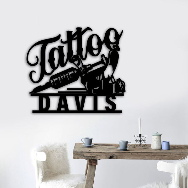 Personalized Tattoo Studio Metal Sign, Tattoo Studio Wall Art, Gift For Tattooist, Housewarming Gift, Studio Decor