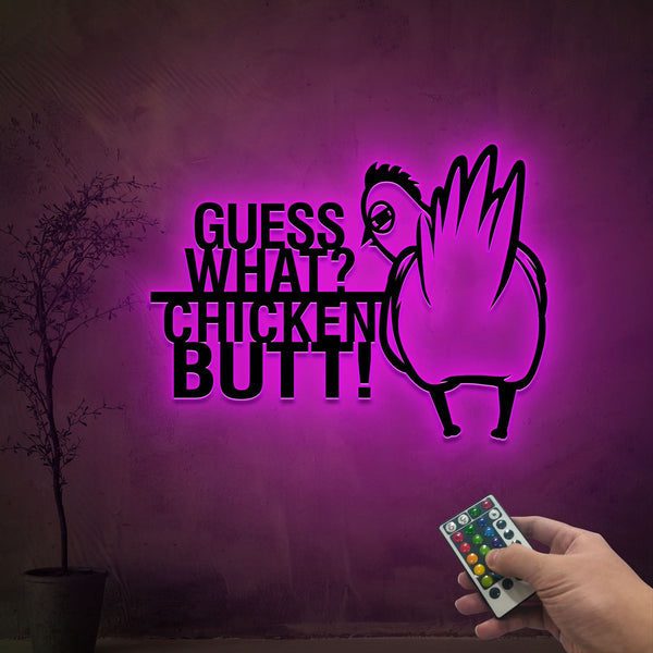 Funny Chicken Butt Sign with Led Light, Guess What Chicken Butt, Chicken Farm Sign, Chicken Coop Sign, Poultry Farm Decor, Hen House Decor