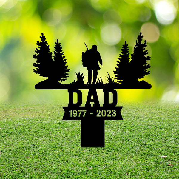 Hunting Dad Memorial Stake Metal, Father's Day Gift, Hunter Memorial Gifts Garden Stake, Grave Marker, Metal Yard Decor, Loss of Dad Gifts