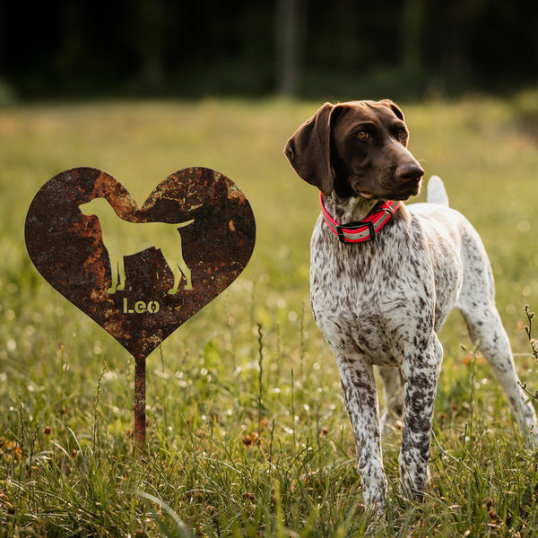 German Shorthaired Pointer Garden Sign Rusty, Dog Garden Stake, Rusted Metal Yard Art, Vintage Outdoor Decor, Dog Metal Garden Stake