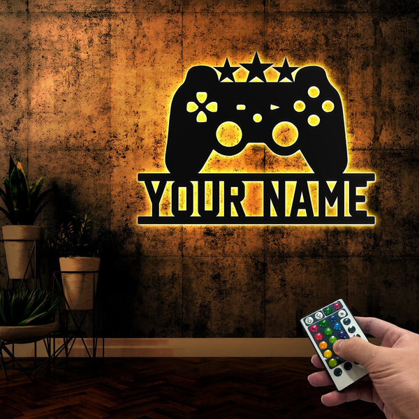 Personalized Video Game Controller With Lights, Custom Gamer Sign, Gaming Room Decor, Video Game Home Decor, Gift For Gamer, Boyfriend Gifts