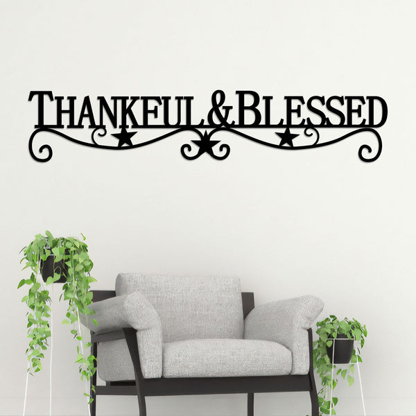 Thankful & Blessed Metal Wall Art Led Light, Thanksgiving Home Decor, Modern Wall Art, Christian Decor Religious Gift, Inspirational Quote