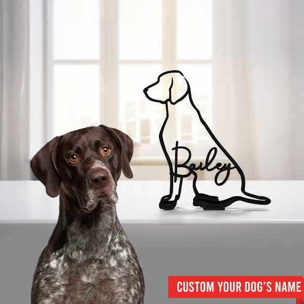 German Shorthaired Pointer Sitting Metal Table Sign, Minimalist Sculpture Statue, Custom Dog Breed Metal Wire, Dog Gift, Home Office Decor