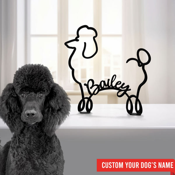 Personalized Poodle Metal Table Sign, Minimalist Sculpture Statue, Custom Dog Breed, Metal Wire, Dog Lover Gift, Home Office Decor