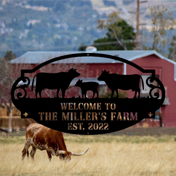 Handmade Custom Cow Farm Metal LED Wall Sign-Personalized Cow Farm Metal Wall Art-Cow Metal Wall Decor-Farmers Gifts-Cow Farm Sign-Outdoor