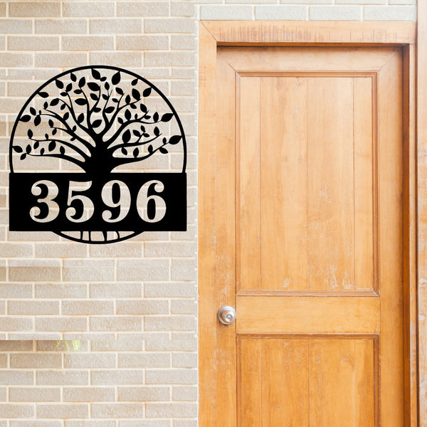 Handmade Custom Address Metal LED Wall Sign-Personalized Metal Address Numbers-Tree LED Address Signs-Housewarming Gifts-Outdoor Signs