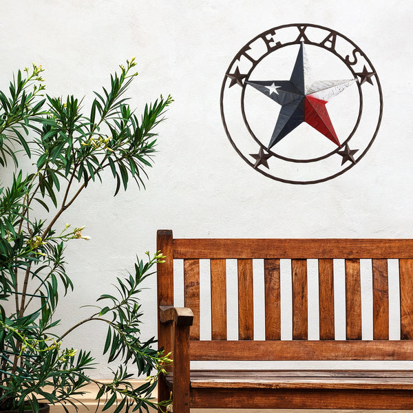 Handmade Custom Exas Star Metal Wall Led Sign-Personalized Star Metal Wall Art-State Flag Circle Sign-Metal Home Decor-Housewarming Gifts