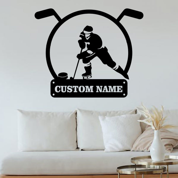 Handmade Custom Hockey Metal Wall Led Light Sign-Personalized Hockey Metal Wall Art-Hockey Metal Wall Decor-Gift For Him-Custom Name Sign