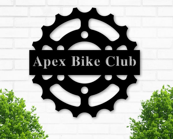 Custom Metal Bike Sign, Sprocket Design, Bike Club Wall Decor, Sport Decor, Cycling Sign, Cyclist Club, Modern Decor, Personalized