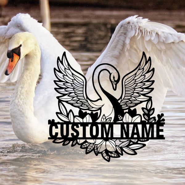 Custom Swan Metal Wall Sign, Beautiful Swan Name Sign, Swan Lover Decoration, Personalized Swan, Farm Decor, Swan Sign, Swan Gift