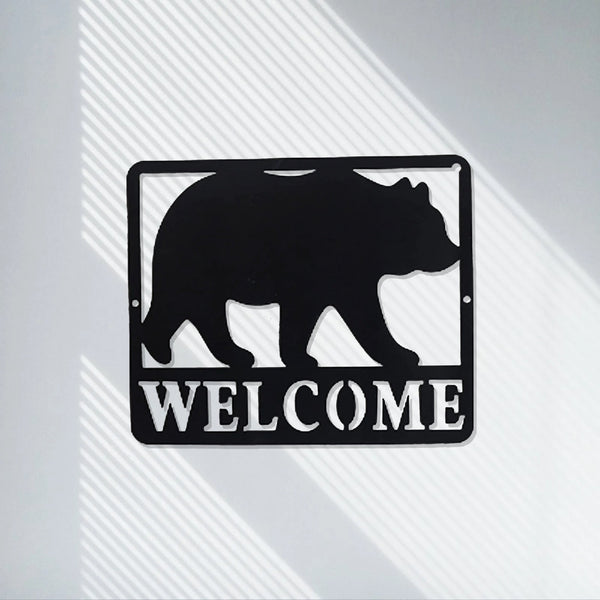 Personalized Bear Metal Sign NEW / Great Outdoor / Family Name Black Bear Sign / Yard Welcome Decorative Sign / LED Sign/Home wall decor